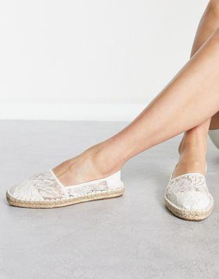 Joy Toe-Cap Espadrilles in White Lace