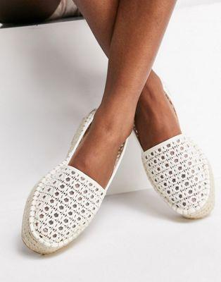 White Weave Flatform Espadrilles