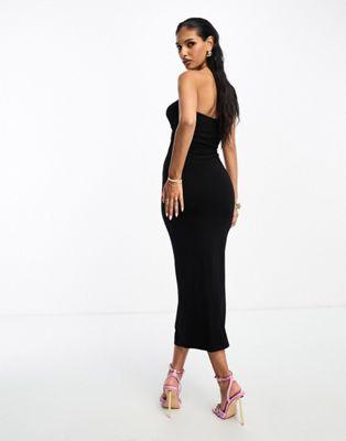 Black Midi Bandeau Cut-Out Dress