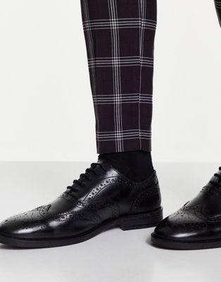 Black Leather Oxford Brogue Shoes