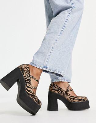 Level Up Zebra Print Chunky Platform Heels