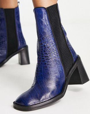 Blue Croc Leather Chelsea Boots