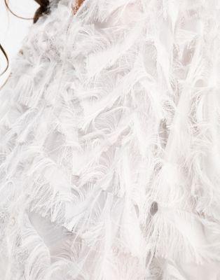 Jaded Rose Faux Feather Mini Dress in Ivory