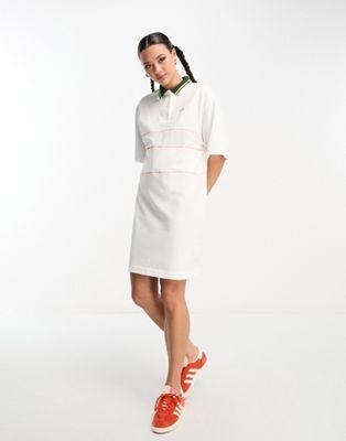 Lacoste White Pique Polo Shirt Dress with Contrast Collar