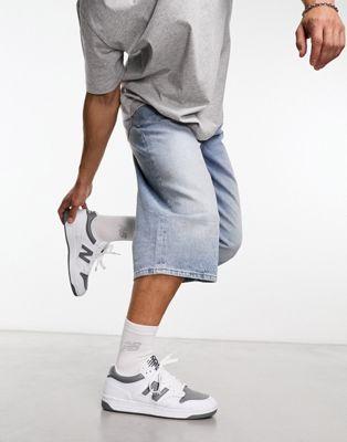 New Balance 480 Leather Sneakers in White & Gray