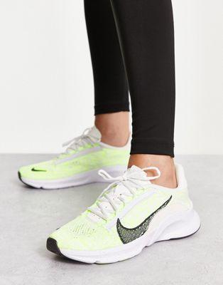 Nike Training Superrep Go 3 Flyknit Sneakers in Yellow & White