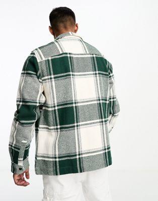 Only & Sons Oversized Green Check Felt Jacket