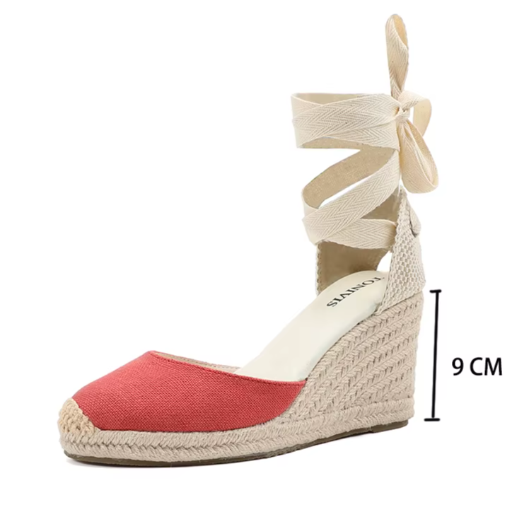 Cassies Kurations Red Ankle Strap Espadrille Wedge Sandals