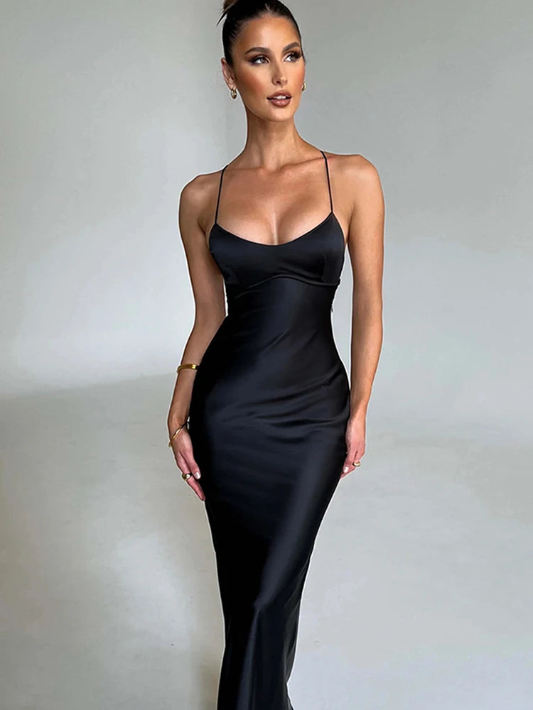 Articat Satin Mermaid Dress with Lace-Up Back