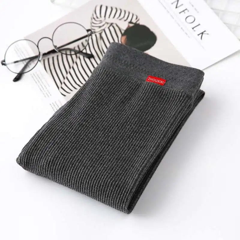 Ribbed High Waist Leggings for Women in Warm Grey