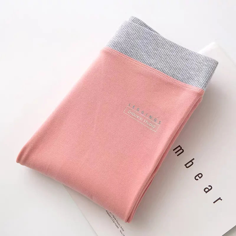 Ribbed High Waist Leggings for Women in Warm Grey