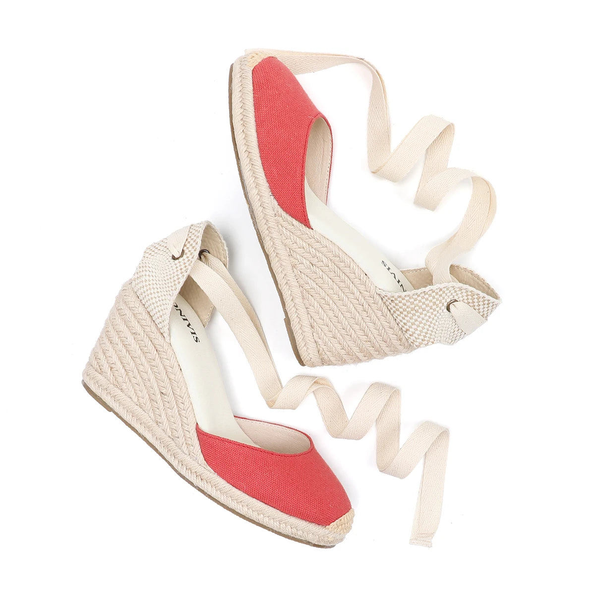 Cassies Kurations Red Ankle Strap Espadrille Wedge Sandals