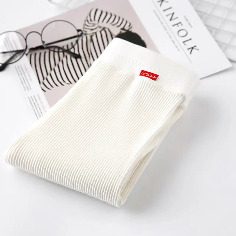 Ribbed High Waist Leggings for Women in Warm Grey