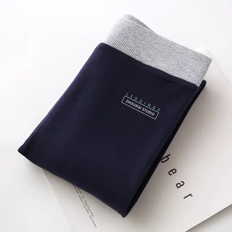 Ribbed High Waist Leggings for Women in Warm Grey