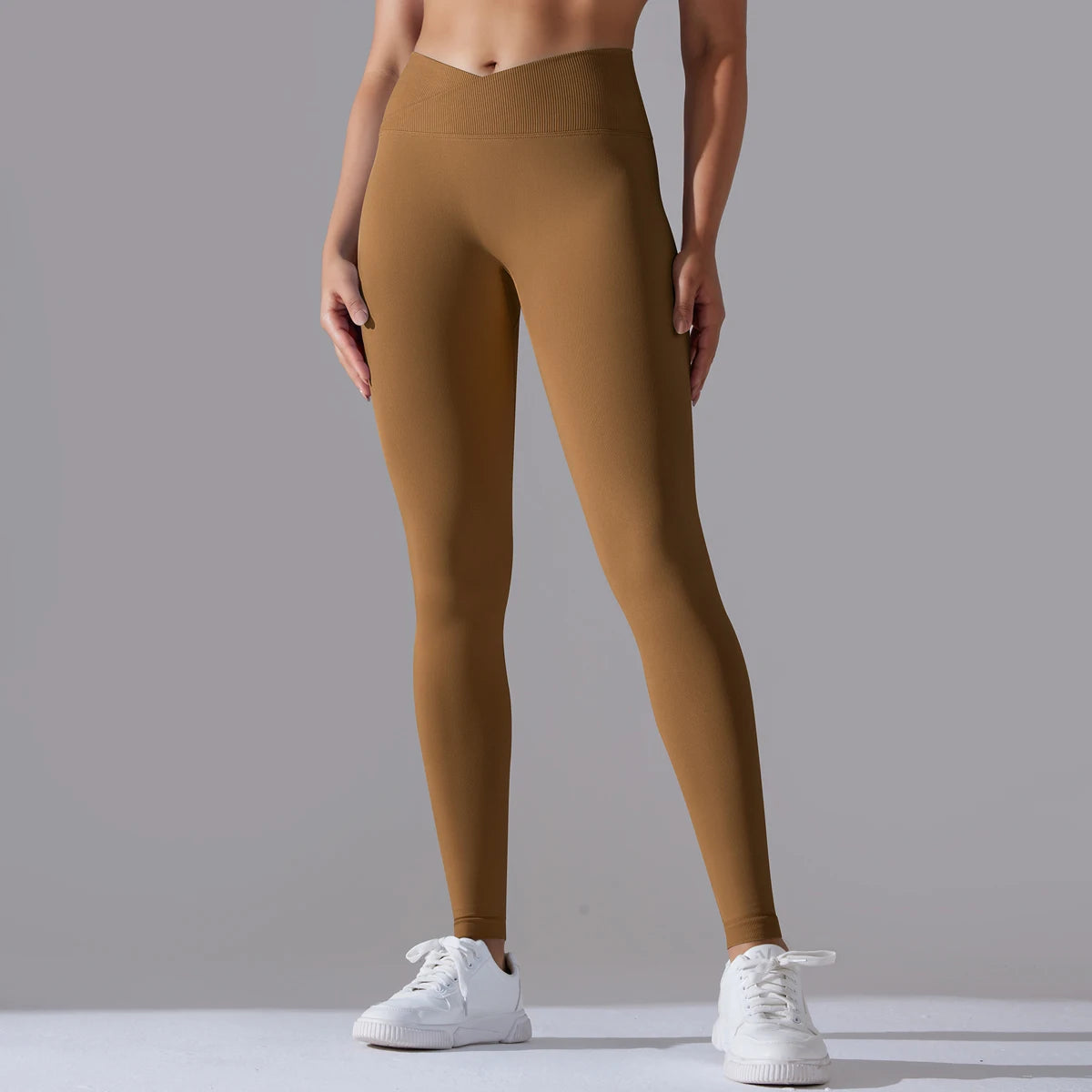Crossover Waist Yoga Leggings in Black