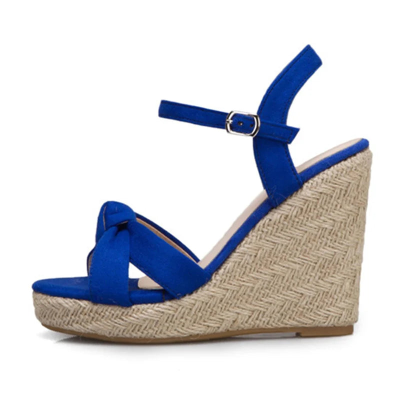 Cassies Kurations Velvet Wedge Sandals with Knotted Vamp