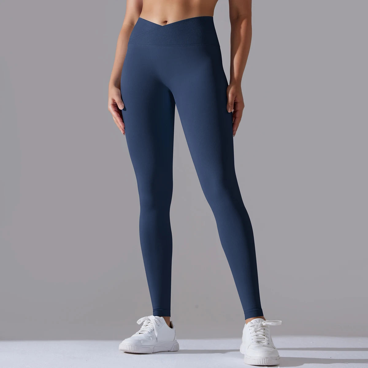 Crossover Waist Yoga Leggings in Black