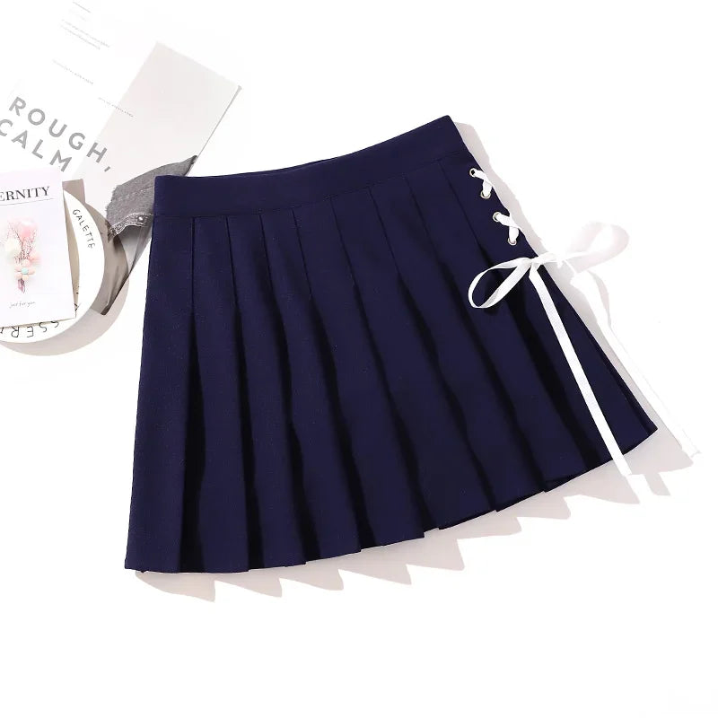 Black High Waist Pleated Mini Skirt