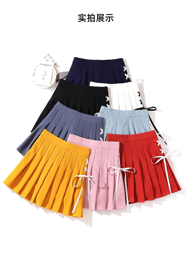 Black High Waist Pleated Mini Skirt
