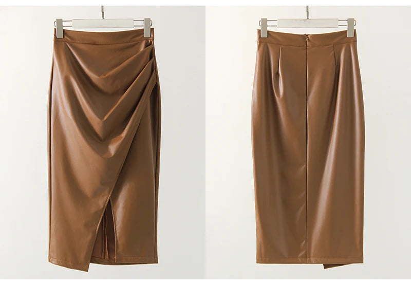 Cassies Kurations Faux Leather Midi Skirt