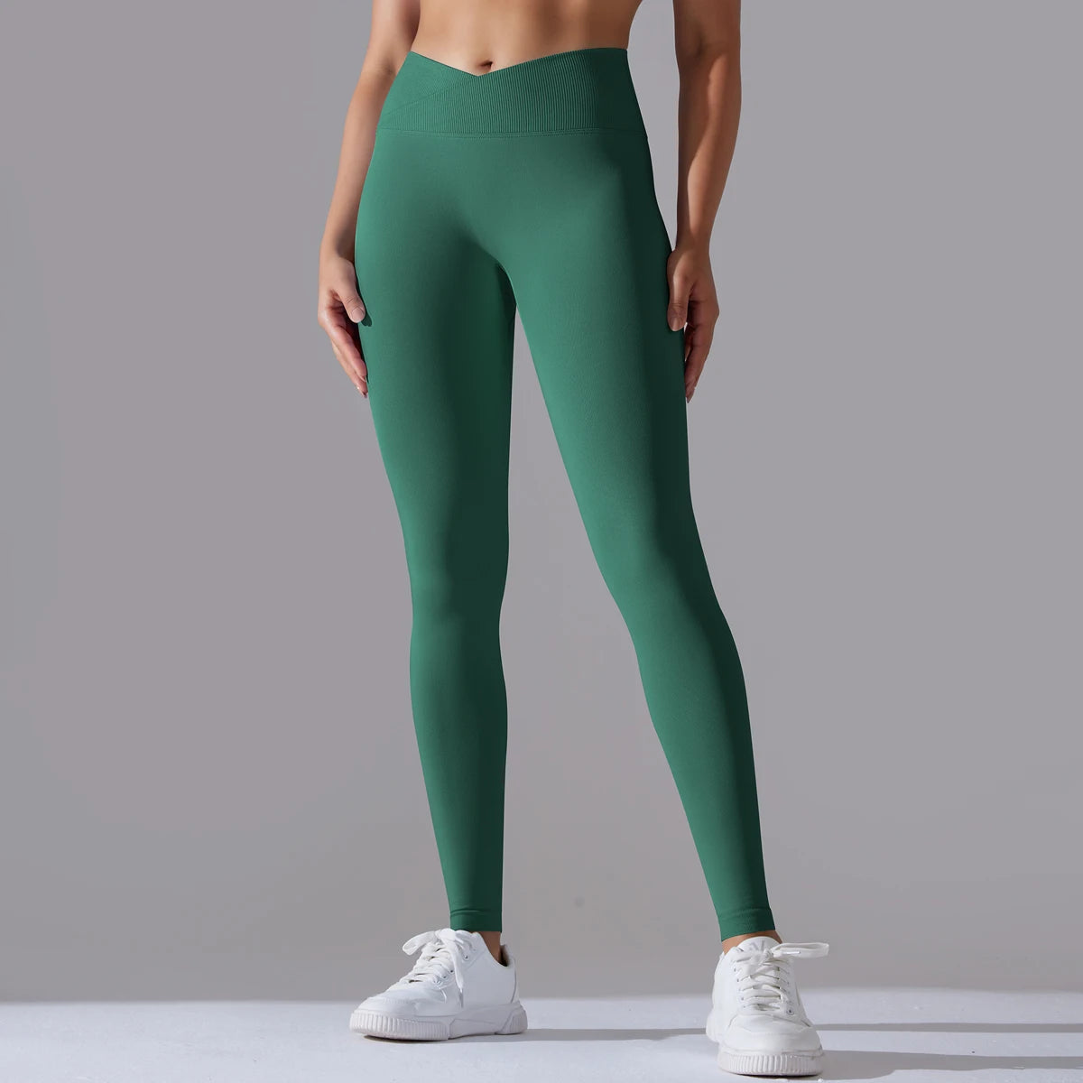 Crossover Waist Yoga Leggings in Black