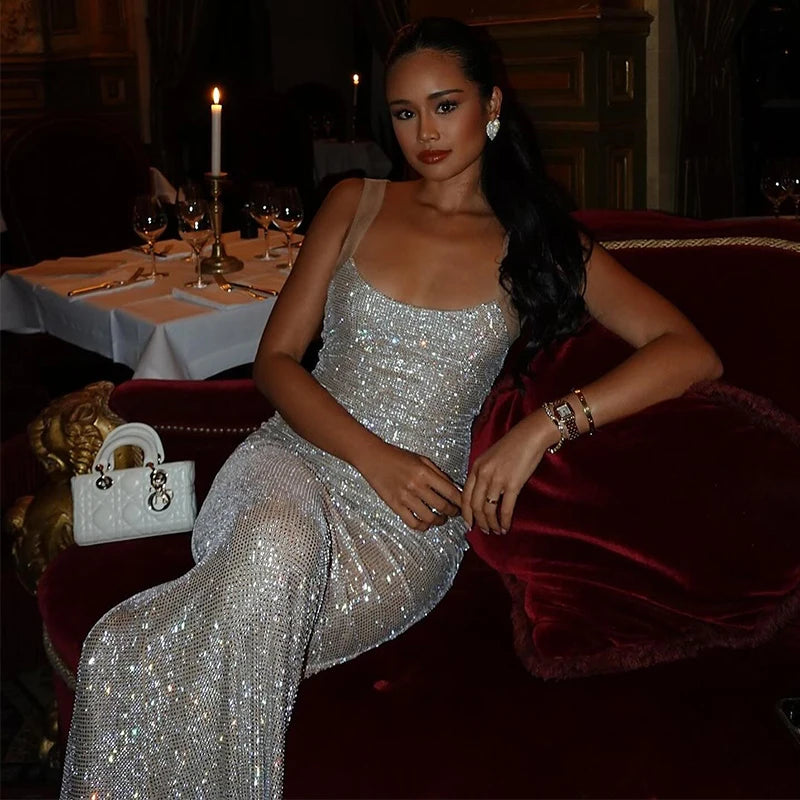 Townlike Sparkle Glitter Bodycon Midi Dress