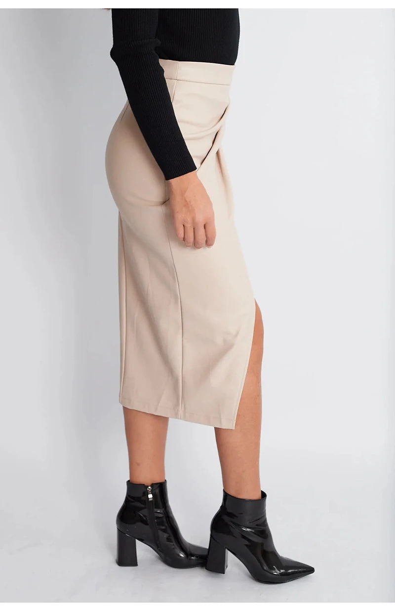 Cassies Kurations Faux Leather Midi Skirt