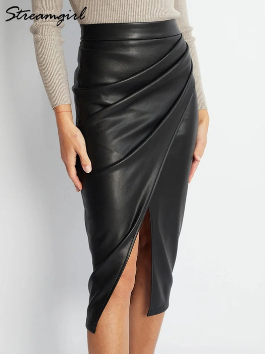 Cassies Kurations Faux Leather Midi Skirt