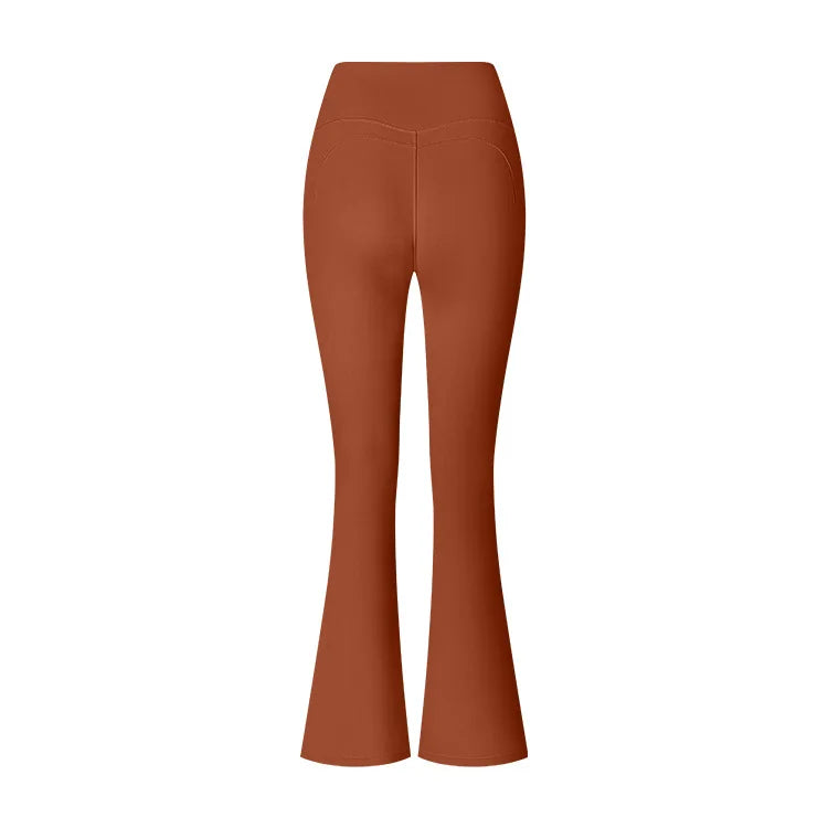 Cassies Kurations High Waist Flared Leggings in Brownish Red