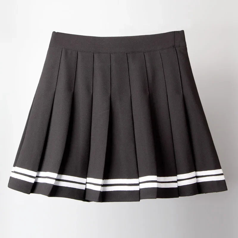 Black High Waist Pleated Mini Skirt