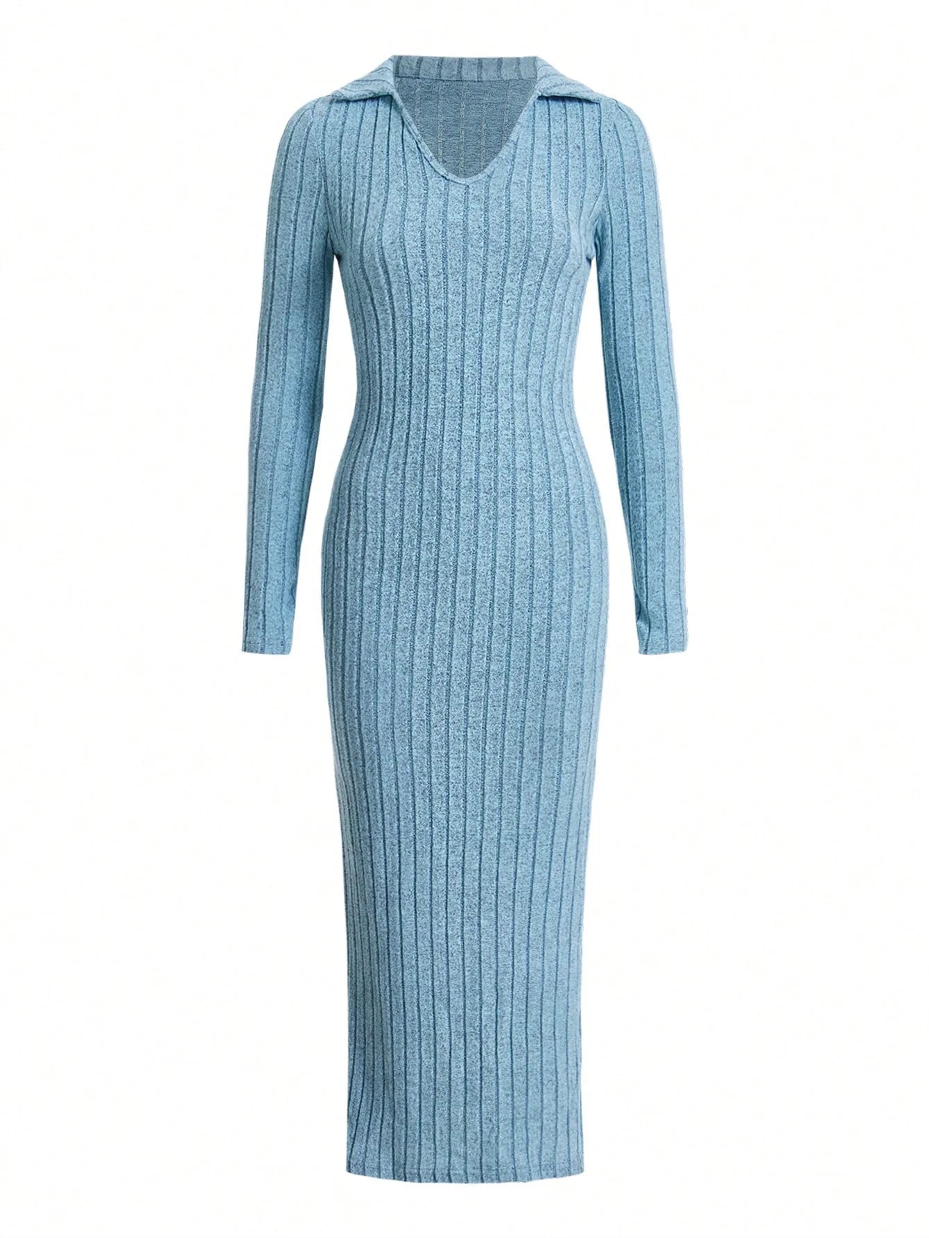 Cassies Kurations Sexy Knit V-Neck Split Sweater Dress