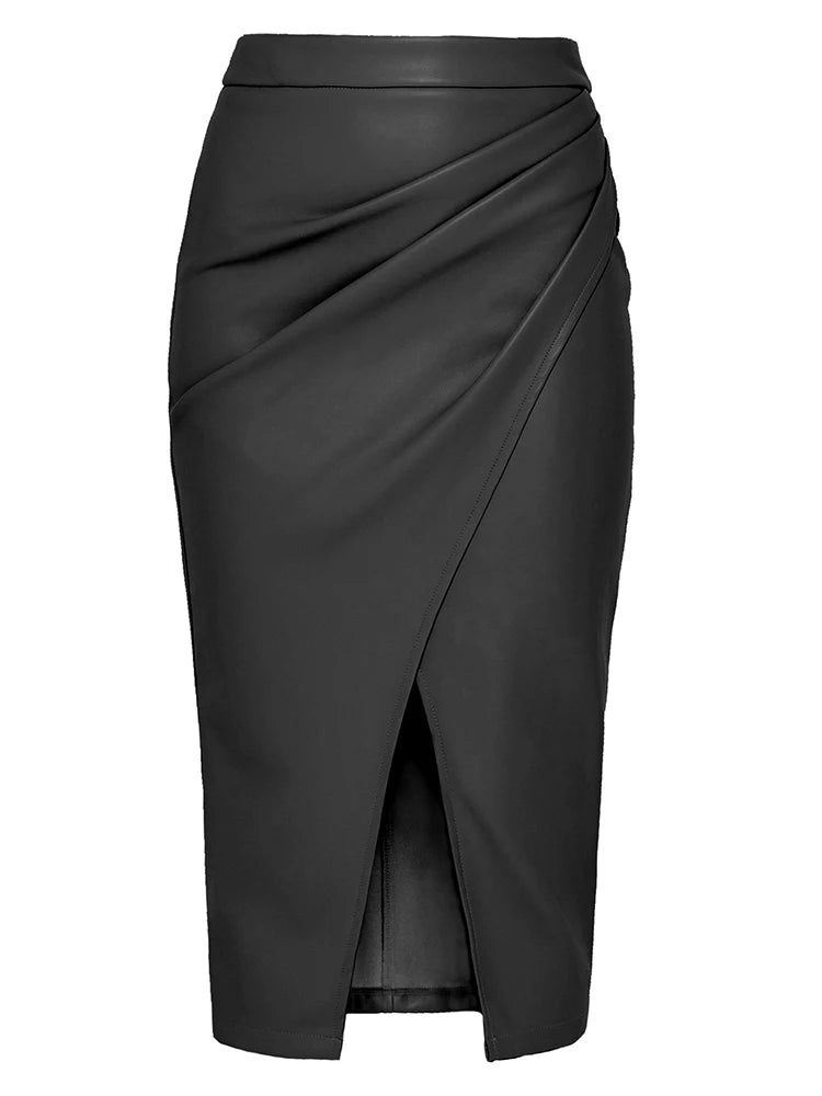 Cassies Kurations Faux Leather Midi Skirt