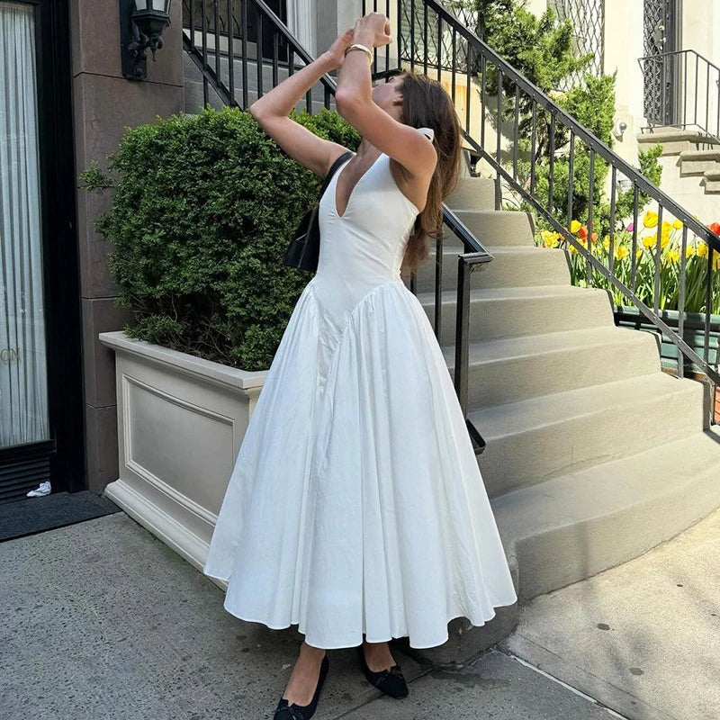 Talenza Backless Halter Maxi Dress in Denim Blue