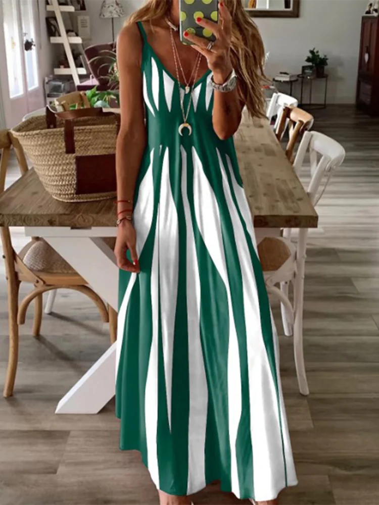 Cassies-Kurations Sleeveless Stripe Maxi Dress