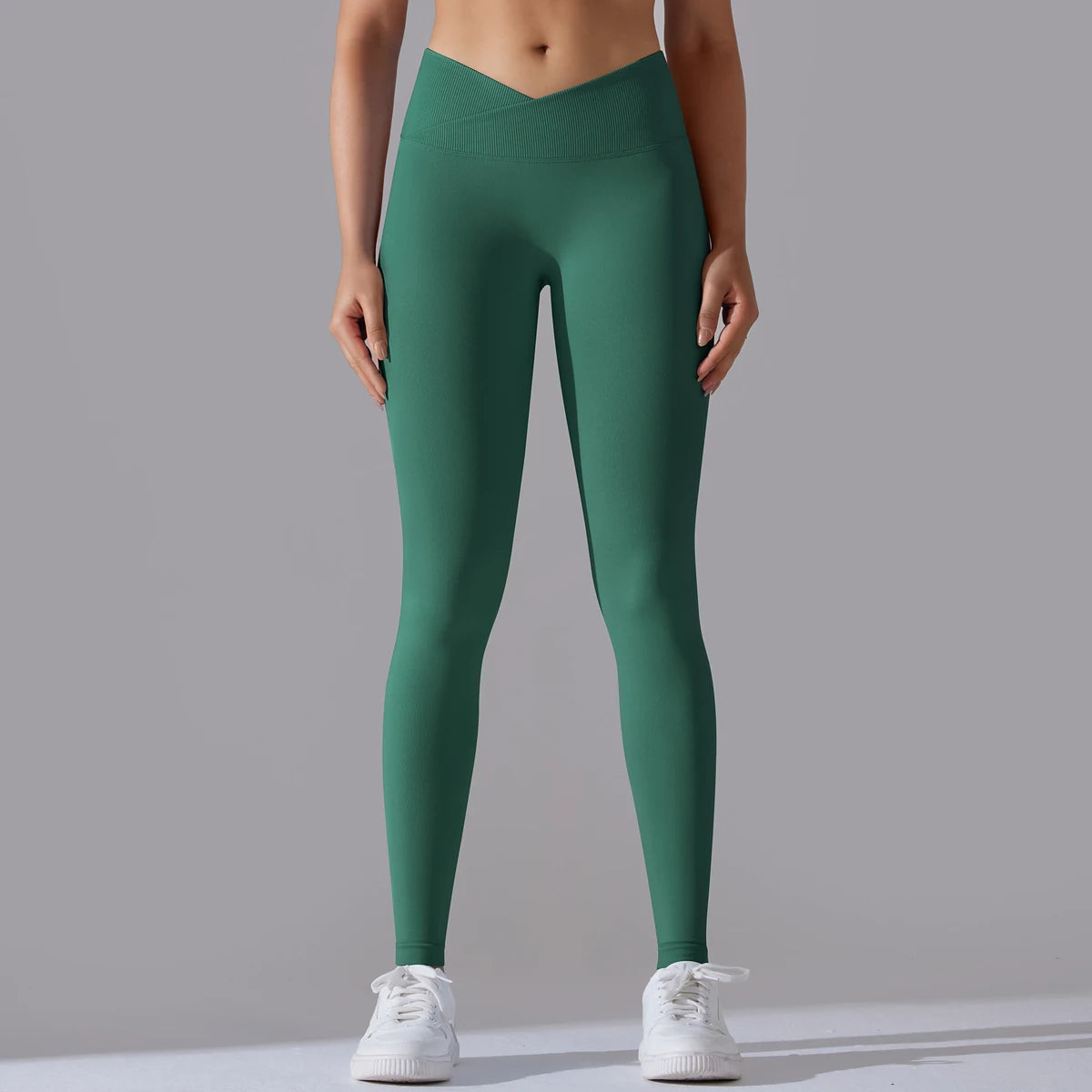 Crossover Waist Yoga Leggings in Black