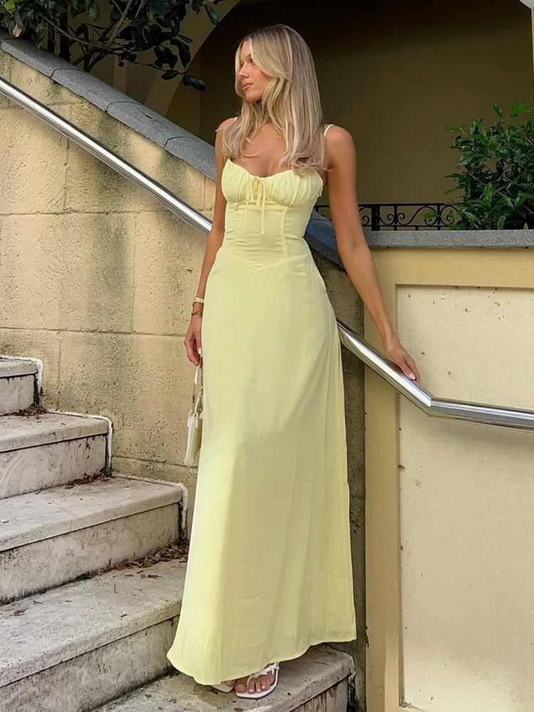 Townlike Elegant Maxi Dress with Spaghetti Straps