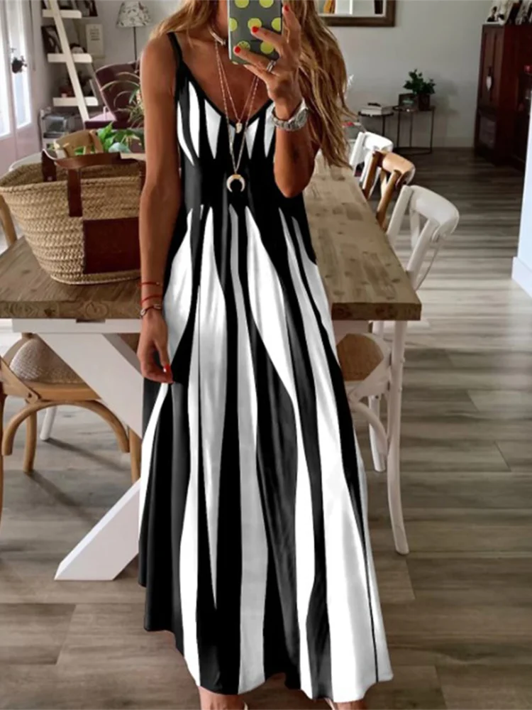 Cassies-Kurations Sleeveless Stripe Maxi Dress