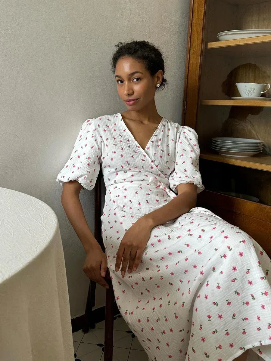 Orinchic Floral Wrap Dress - Cotton Blend