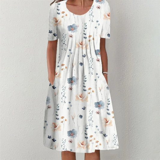 Cassies Kurations Floral A-Line Dress - Off White
