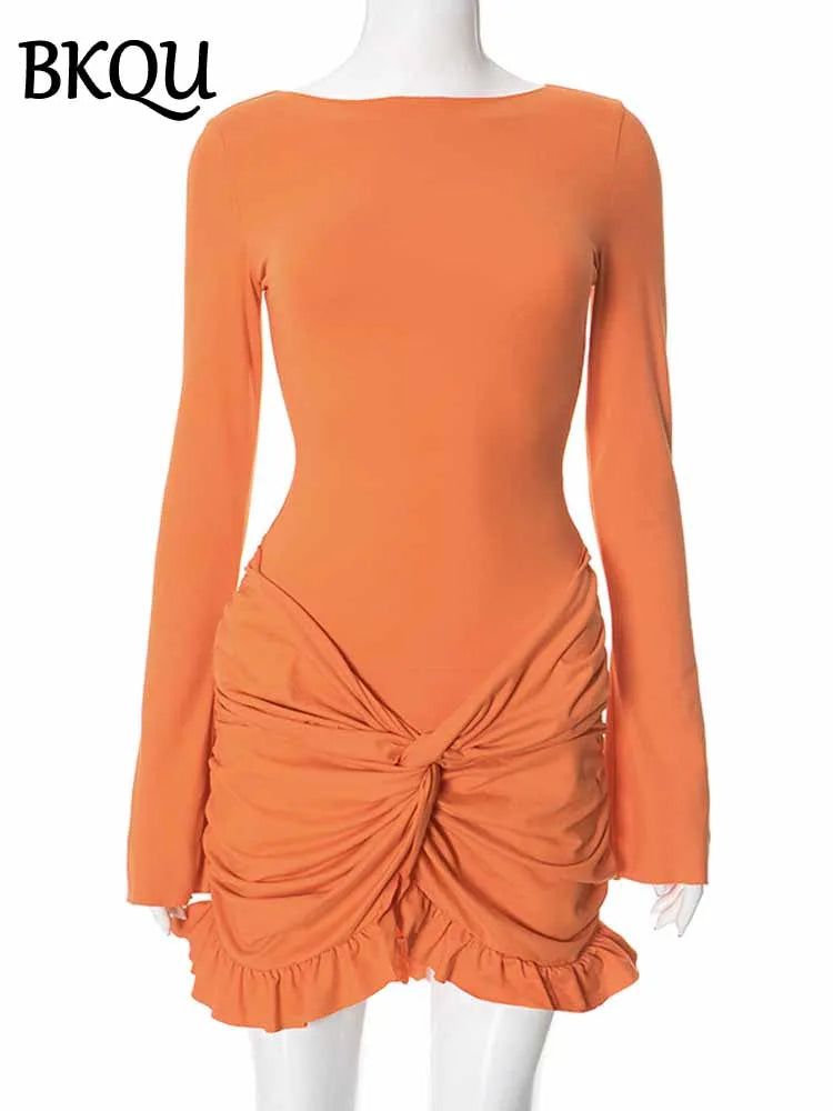 BKQU Ruched Bodycon Mini Dress in White