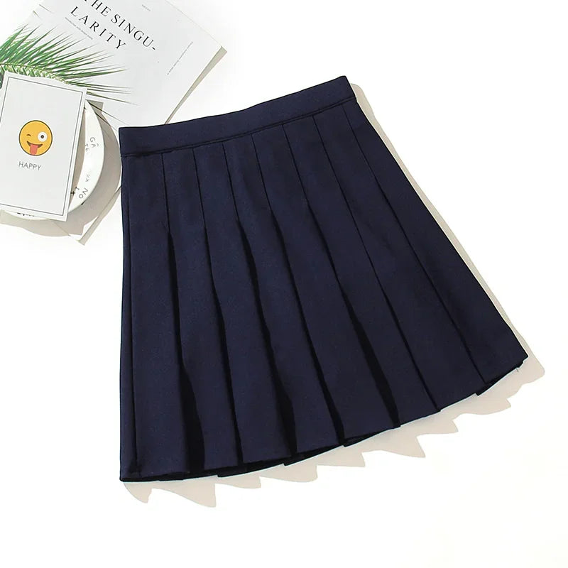 Black High Waist Pleated Mini Skirt