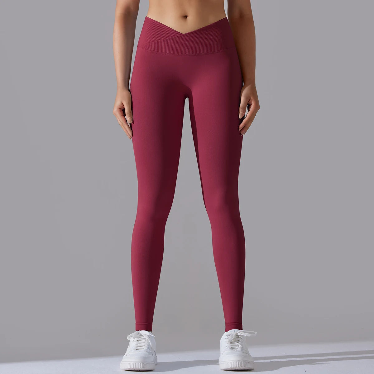 Crossover Waist Yoga Leggings in Black