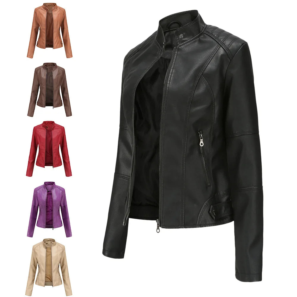 Cassies Kurations Slim Faux Leather Motorcycle Jacket