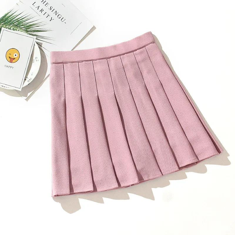 Black High Waist Pleated Mini Skirt