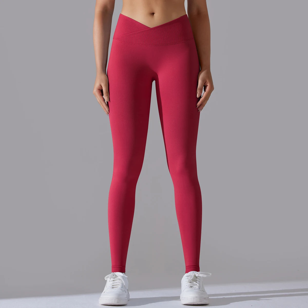 Crossover Waist Yoga Leggings in Black