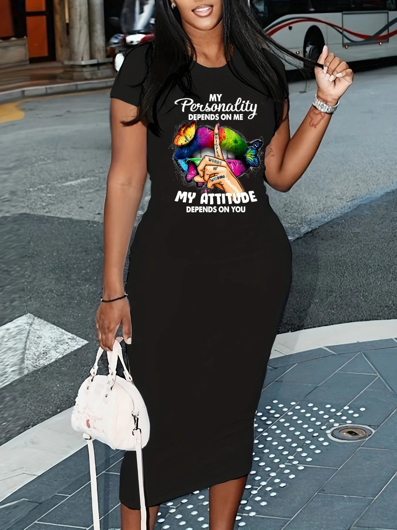 GUILAN Women's Black Leopard Graphic T-Shirt Dress