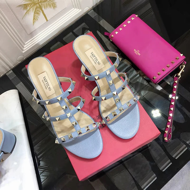 VAIFTILNO Gladiator Sandals for Women in Rose Patent Leather