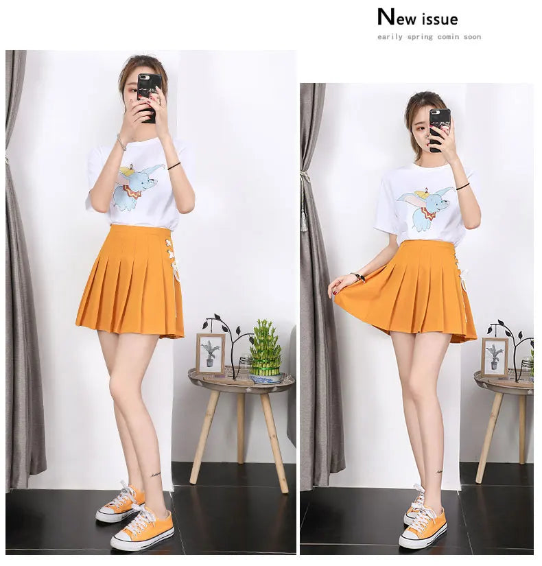 Black High Waist Pleated Mini Skirt