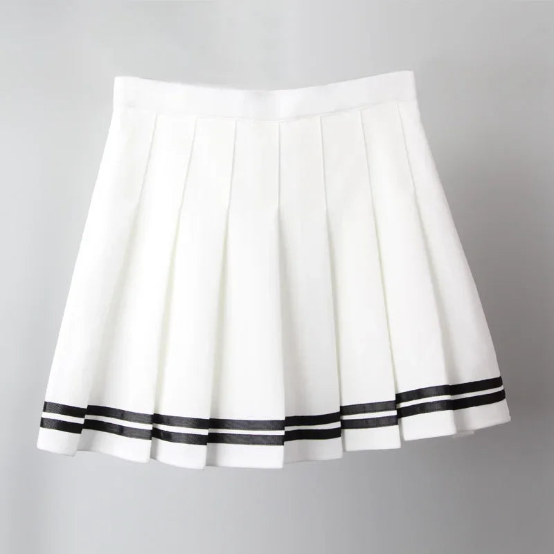 Black High Waist Pleated Mini Skirt