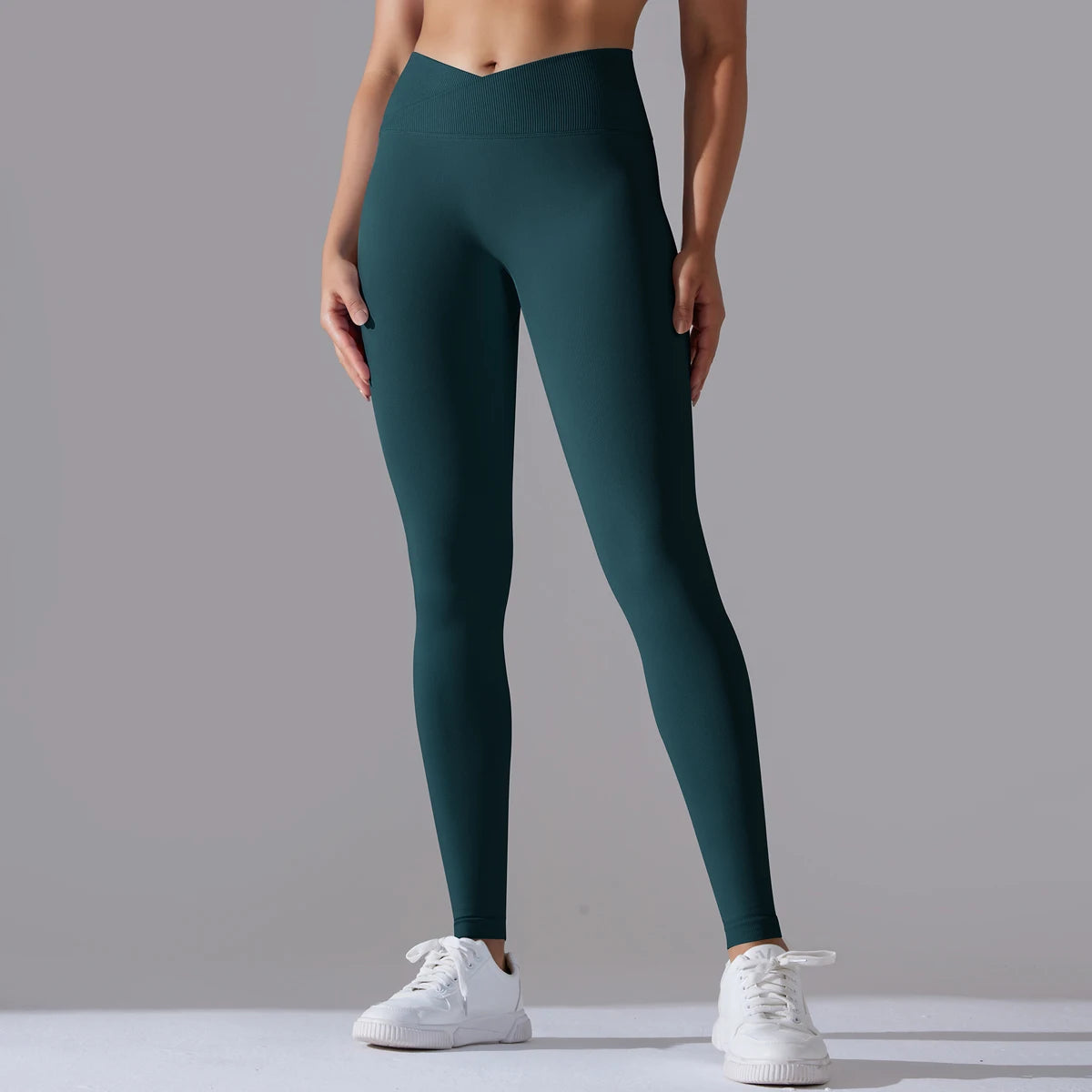 Crossover Waist Yoga Leggings in Black